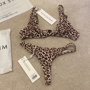 NWT White Fox Swim Thong Cheetah bikini